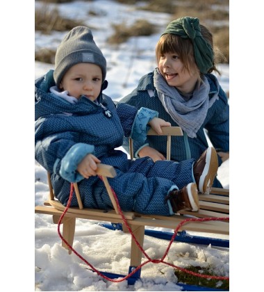 Naujiena! Ducksday mažylių žiemos kombinezonas RANGER 68-92 cm. Spalva. Spalva mėlyna su printu
